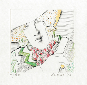 Oscar Wilde, 2013. Acquaforte, puntasecca e acquatinta a colori, mm. 218x218