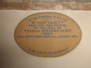 East Coker church - Eliot plaque