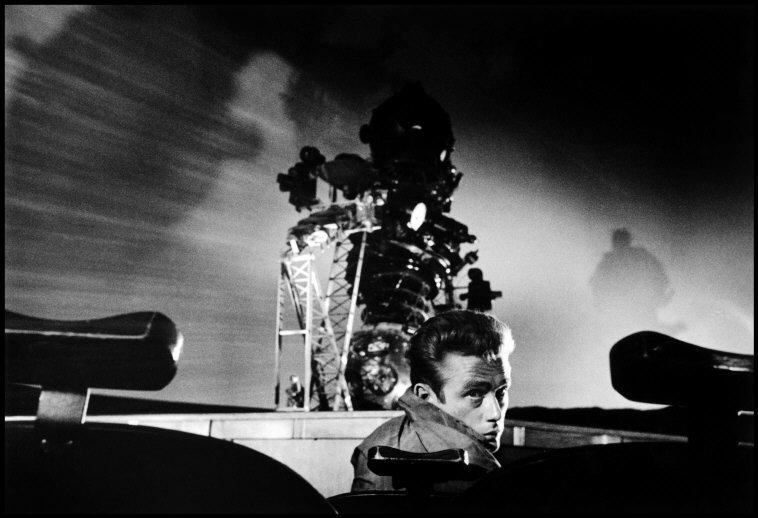 USA. California. 1955. James DEAN during the filming of "Rebel Without a Cause," inside the planetarium.